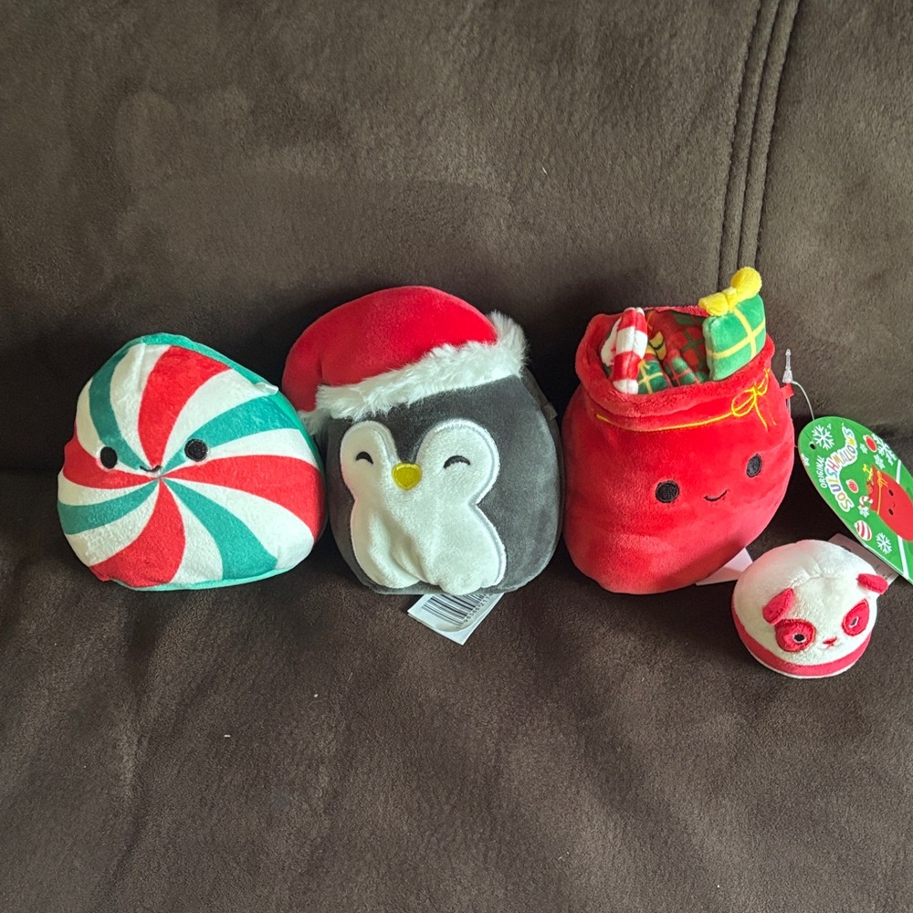 Squishmallows Festive Plush Set - Red, Green, Gray